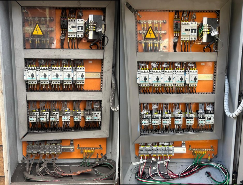 Antes e depois — quadro elétrico compacto