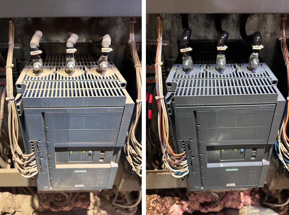 Antes e depois — soft-starter Siemens SIRIUS