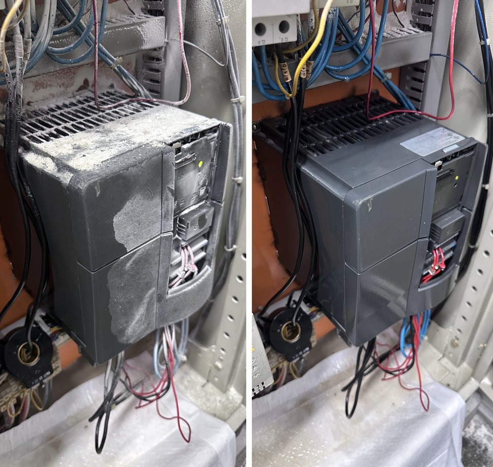 Antes e depois — variador de frequência